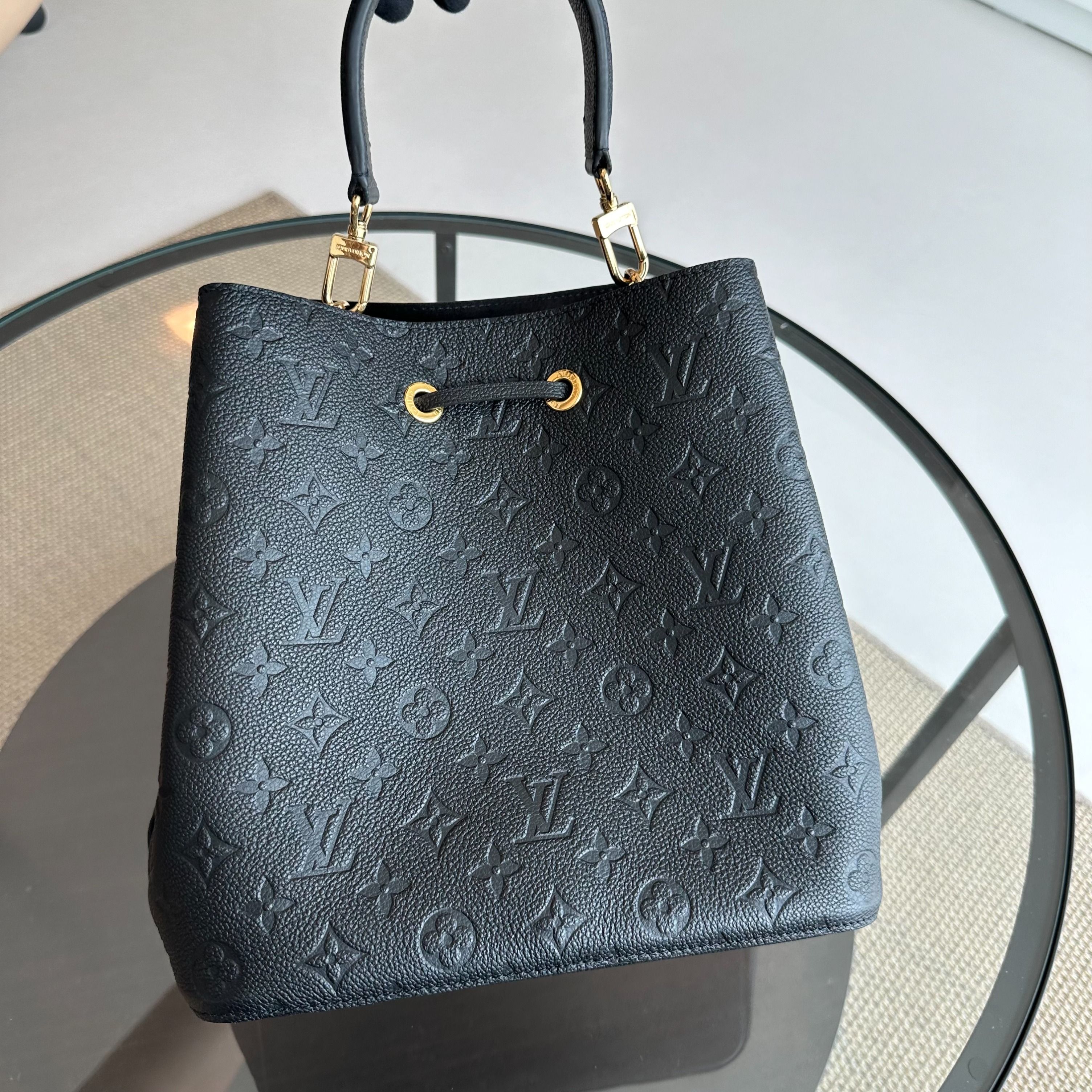 *Receipt* Louis Vuitton LV NeoNoe MM Monogram Empreinte Leather Black Bucket Shoulder Bag - Luxury Evermore