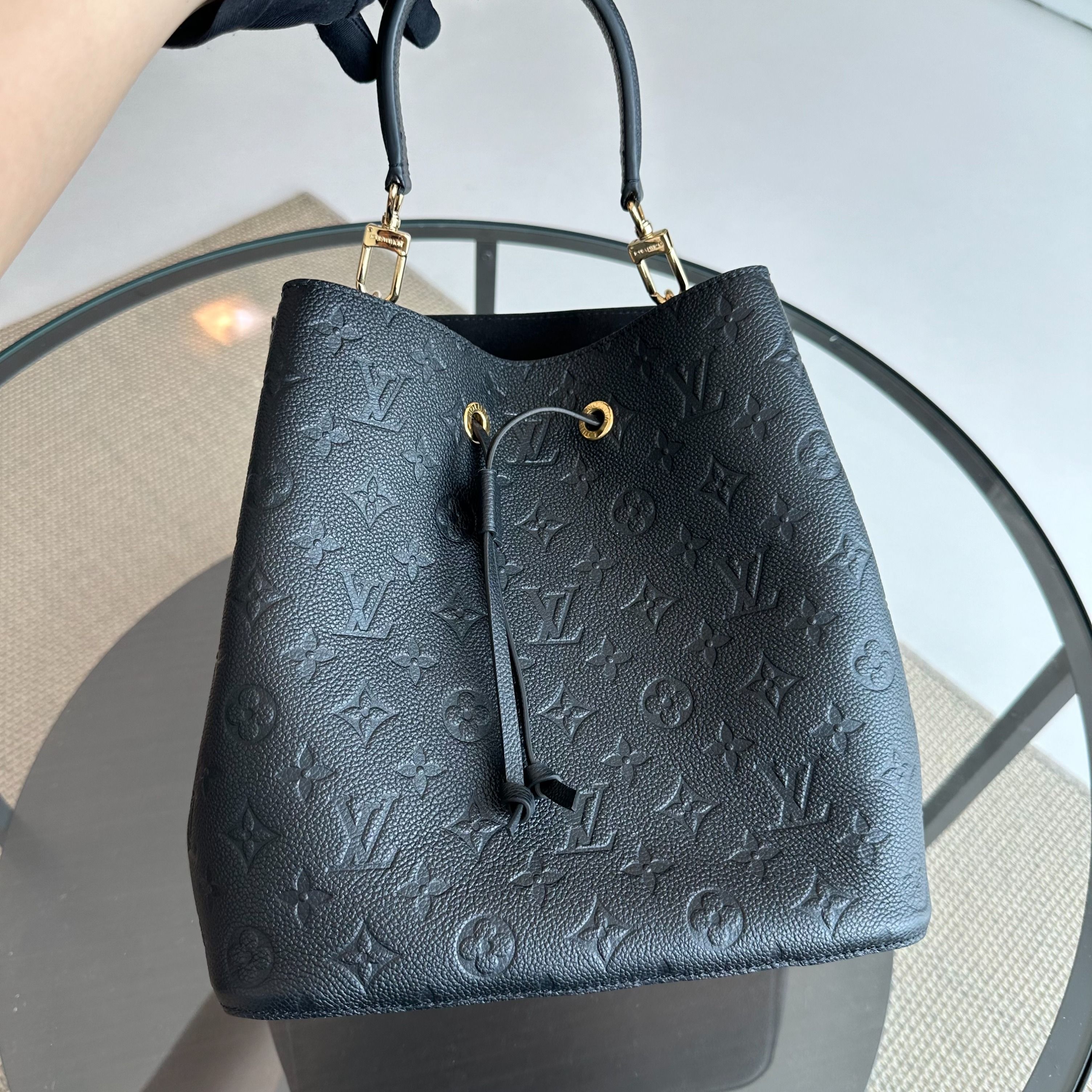 *Receipt* Louis Vuitton LV NeoNoe MM Monogram Empreinte Leather Black Bucket Shoulder Bag - Luxury Evermore