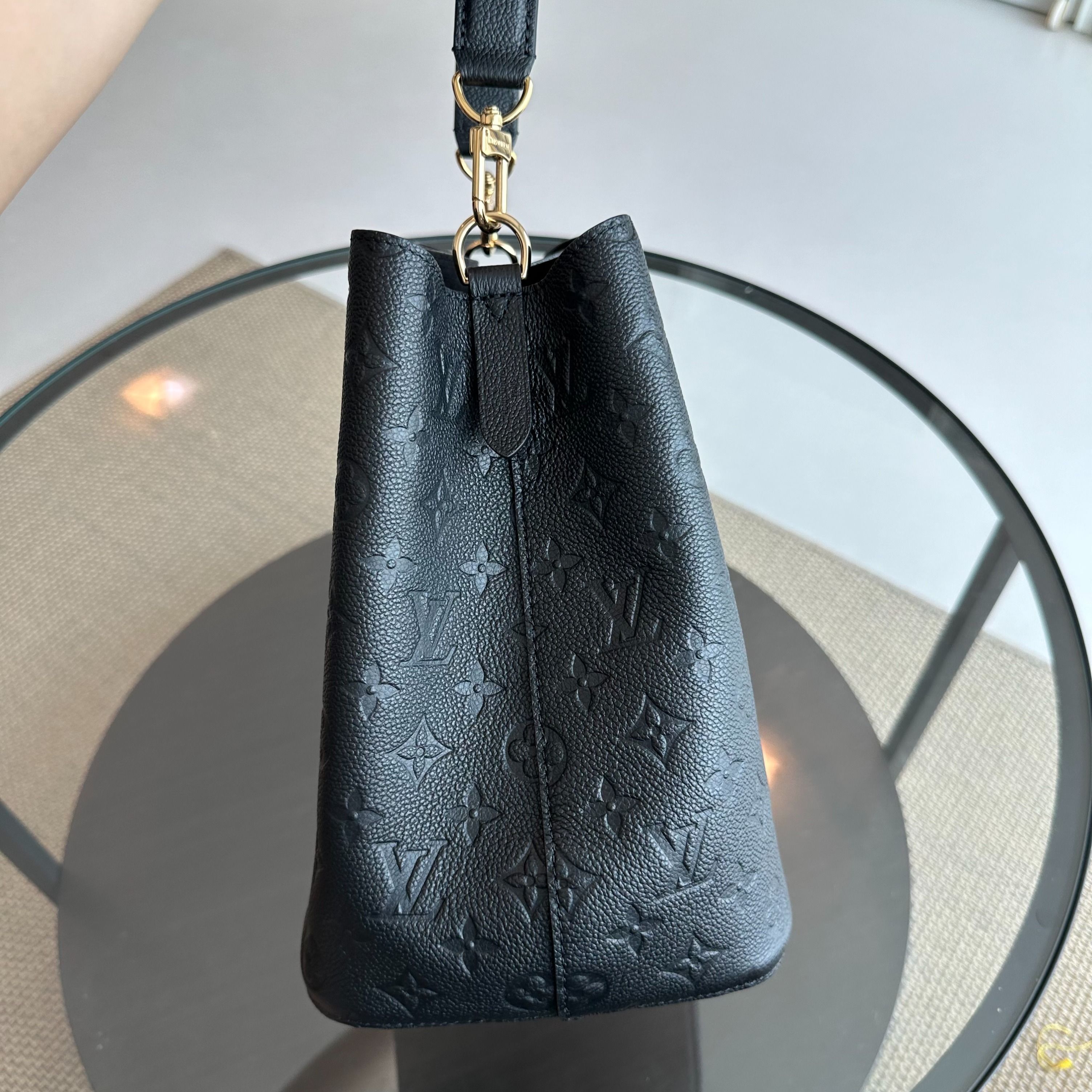 *Receipt* Louis Vuitton LV NeoNoe MM Monogram Empreinte Leather Black Bucket Shoulder Bag - Luxury Evermore