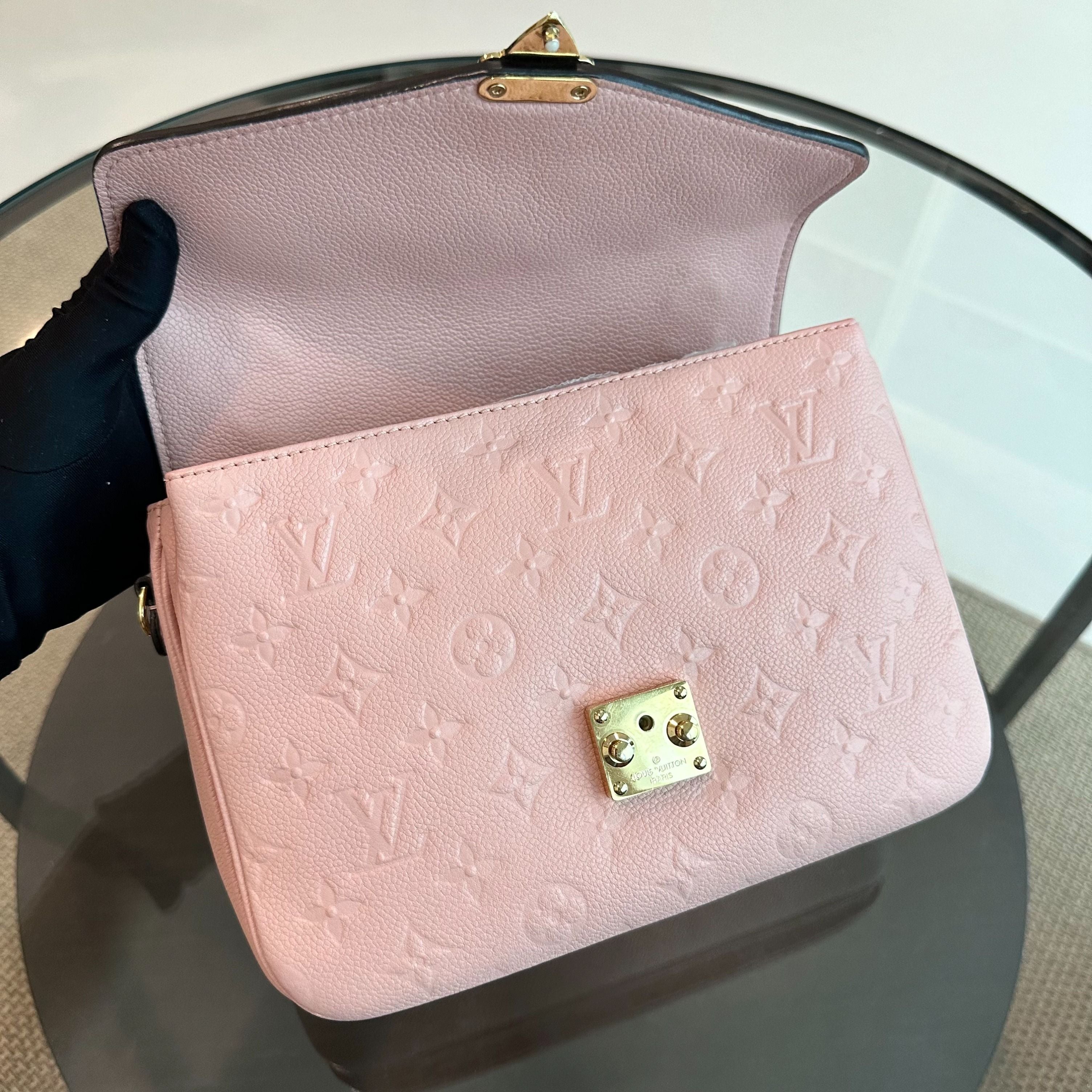 *Receipt* Louis Vuitton LV Pochette Metis Monogram Blush Empreinte Pink GHW - Luxury Evermore