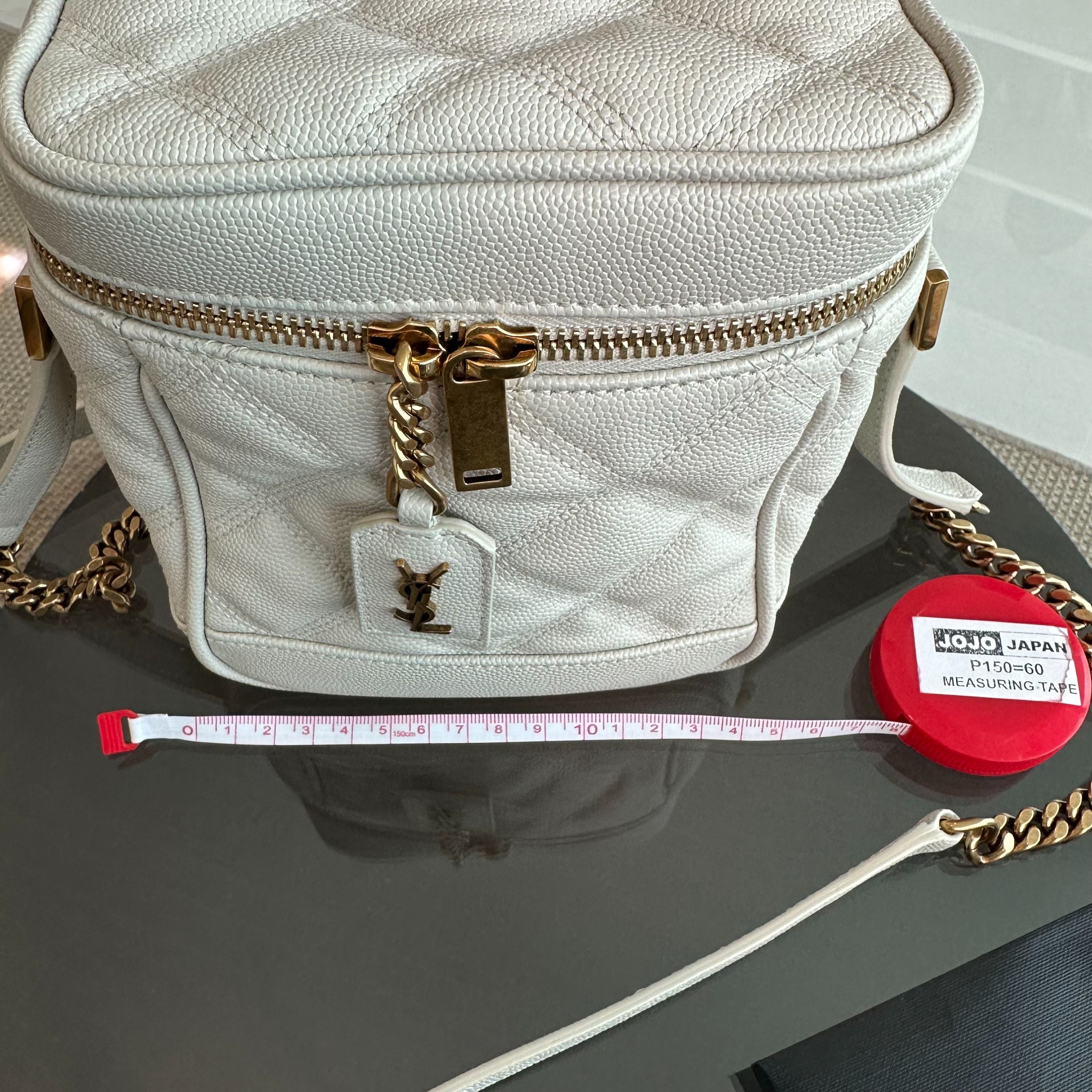 *Receipt* YSL 80's Vanity Quilted Caviar White GHW - Luxury Evermore