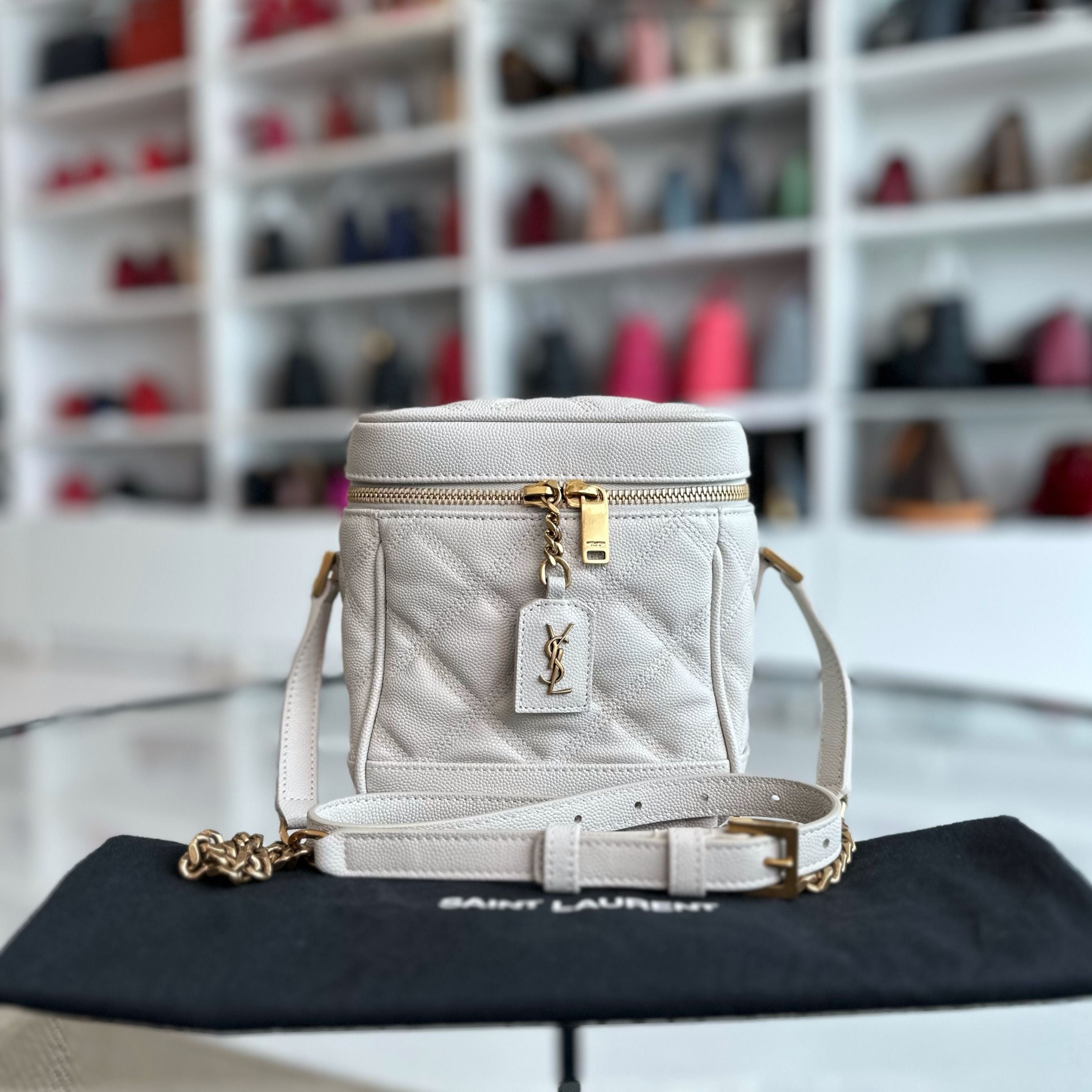 *Receipt* YSL 80's Vanity Quilted Caviar White GHW - Luxury Evermore