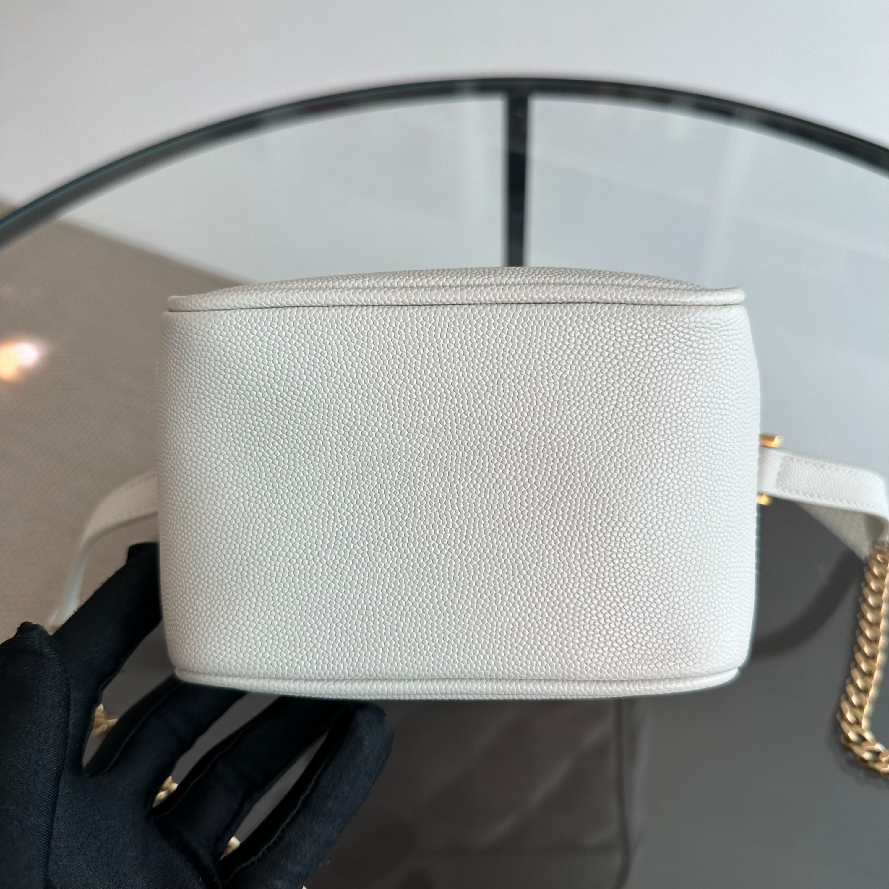 *Receipt* YSL 80's Vanity Quilted Caviar White GHW - Luxury Evermore