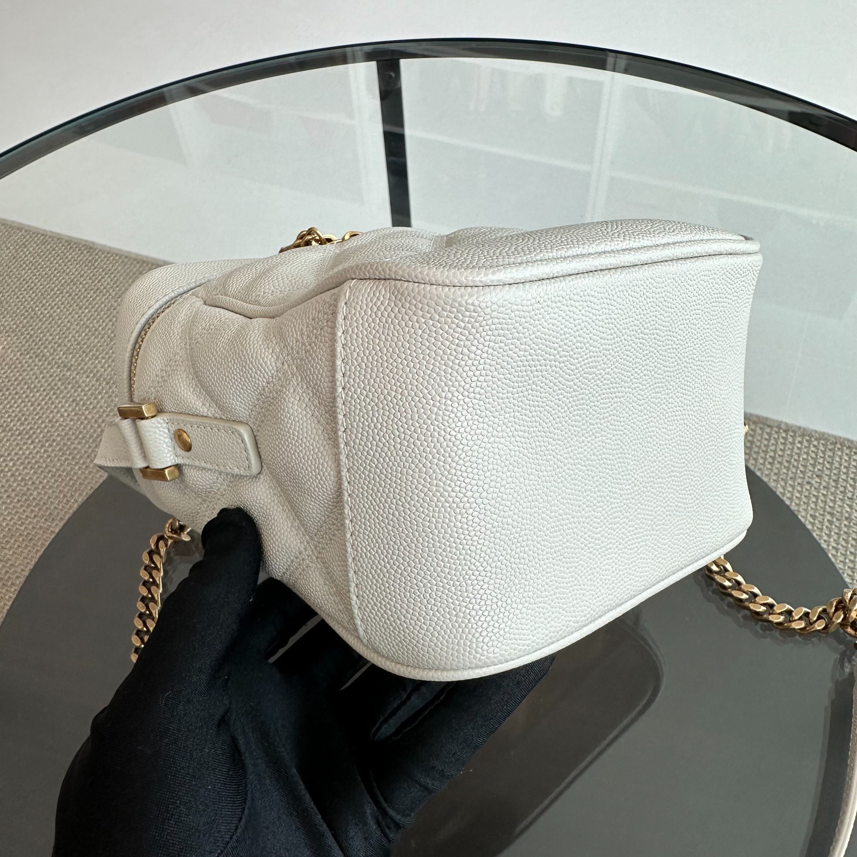 *Receipt* YSL 80's Vanity Quilted Caviar White GHW - Luxury Evermore