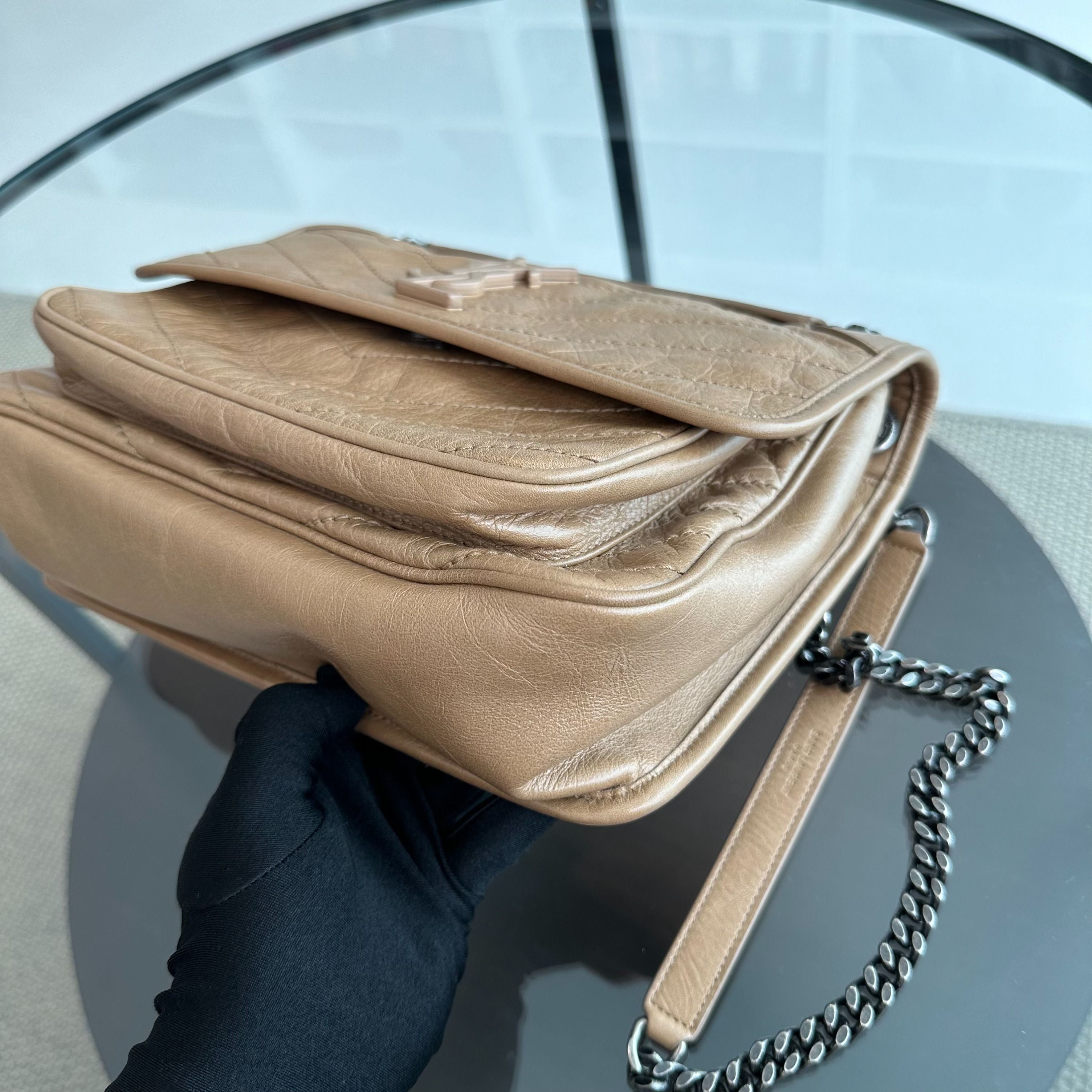 *Receipt* YSL Niki Medium Brown Leather Shoulder Bag - Luxury Evermore