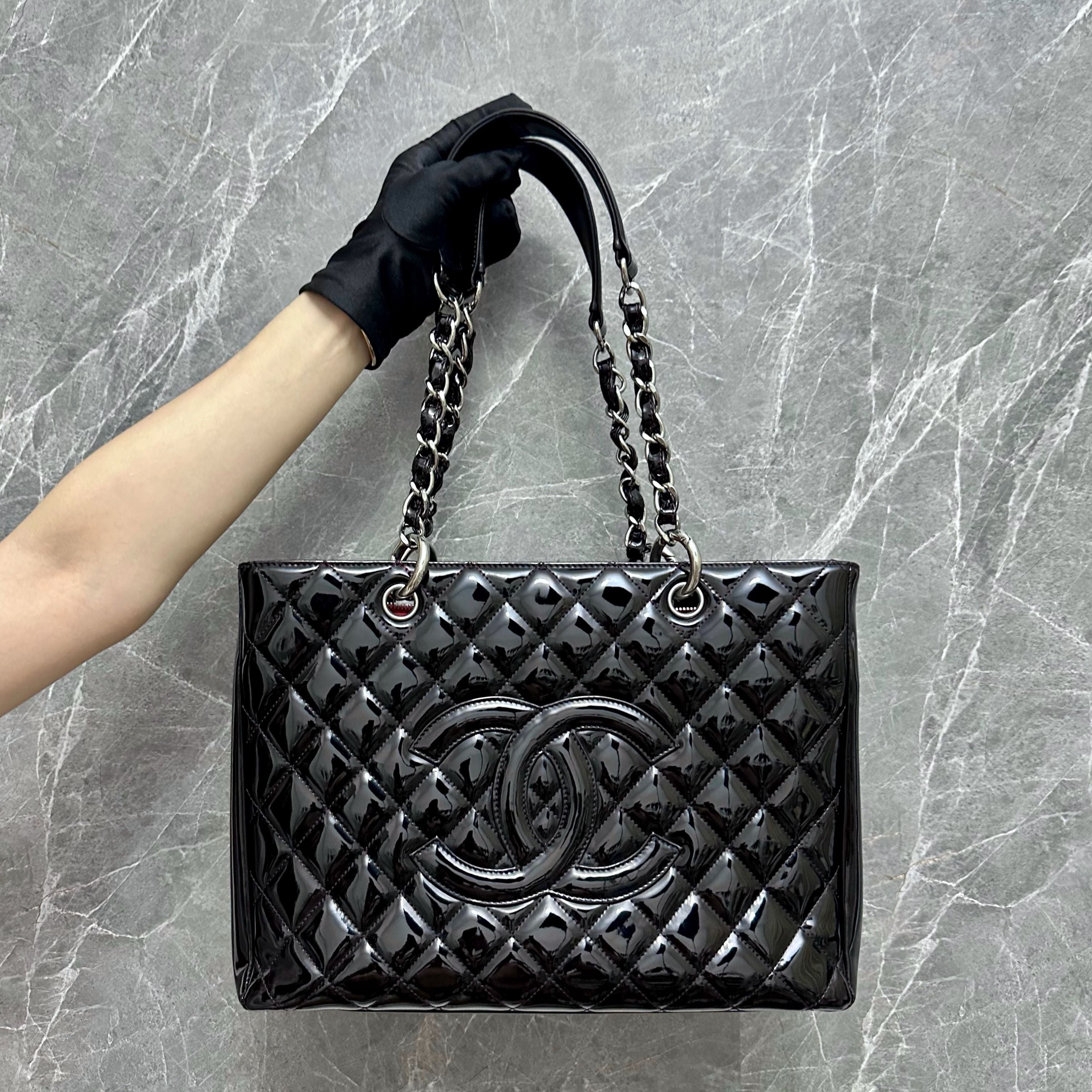 *Recolor* Chanel GST Grand Shopping Tote Patent Leather Black - Luxury Evermore