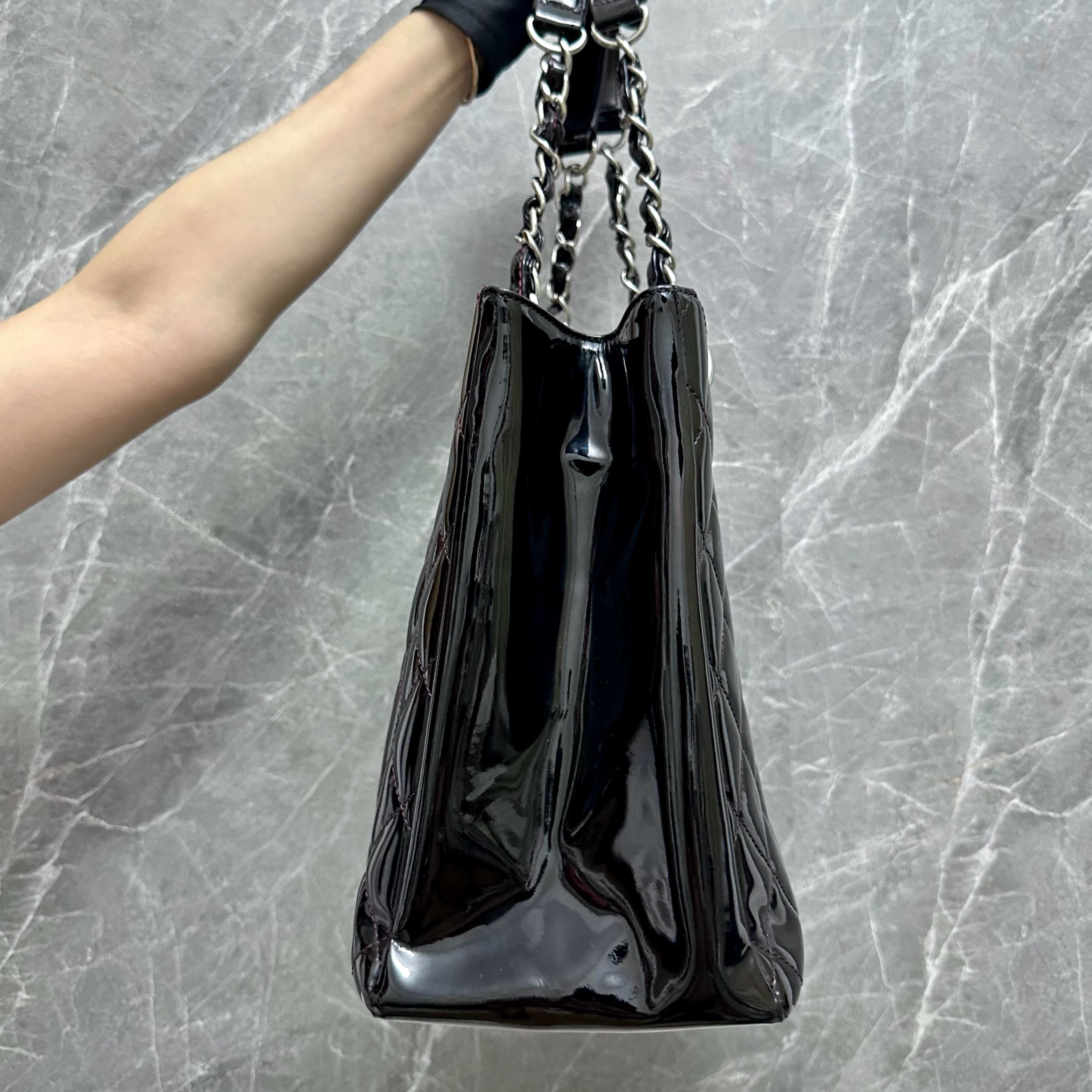 *Recolor* Chanel GST Grand Shopping Tote Patent Leather Black - Luxury Evermore