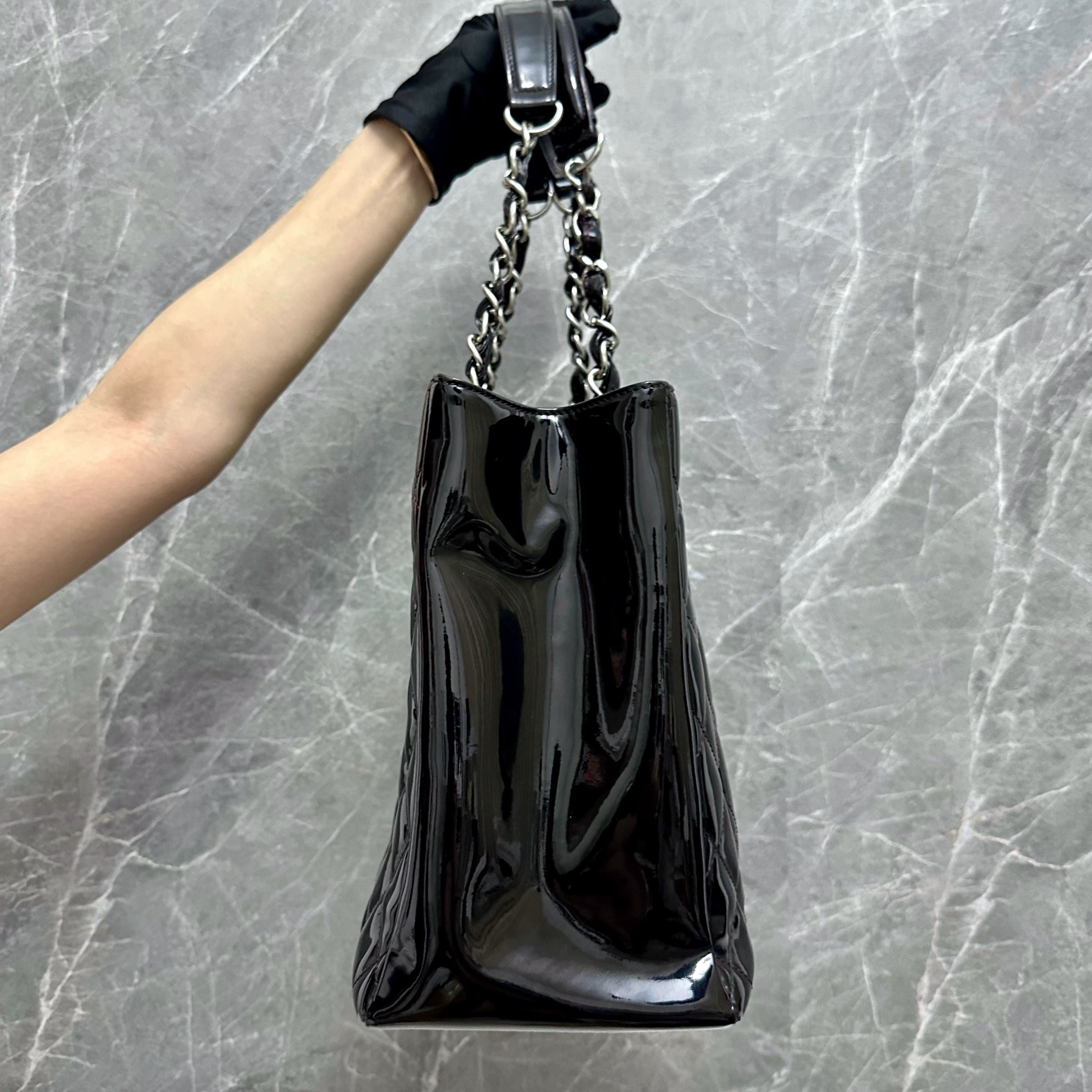 *Recolor* Chanel GST Grand Shopping Tote Patent Leather Black - Luxury Evermore