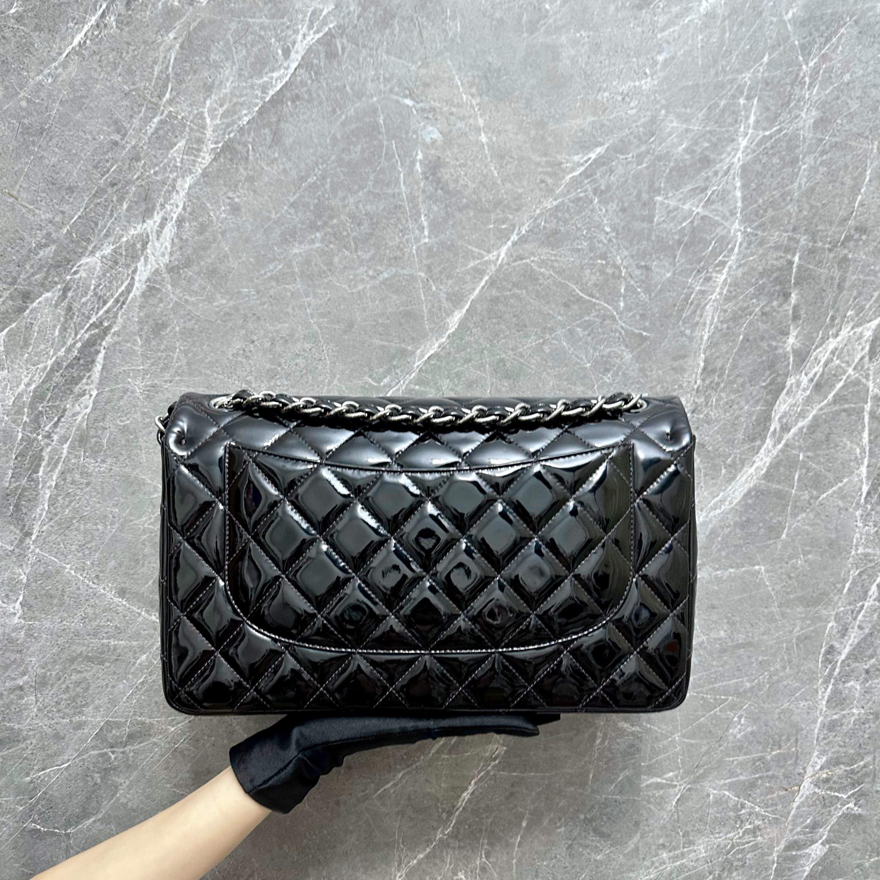 *Recolor* Chanel Jumbo Classic Flap Double Flap Patent Leather Black SHW - Luxury Evermore