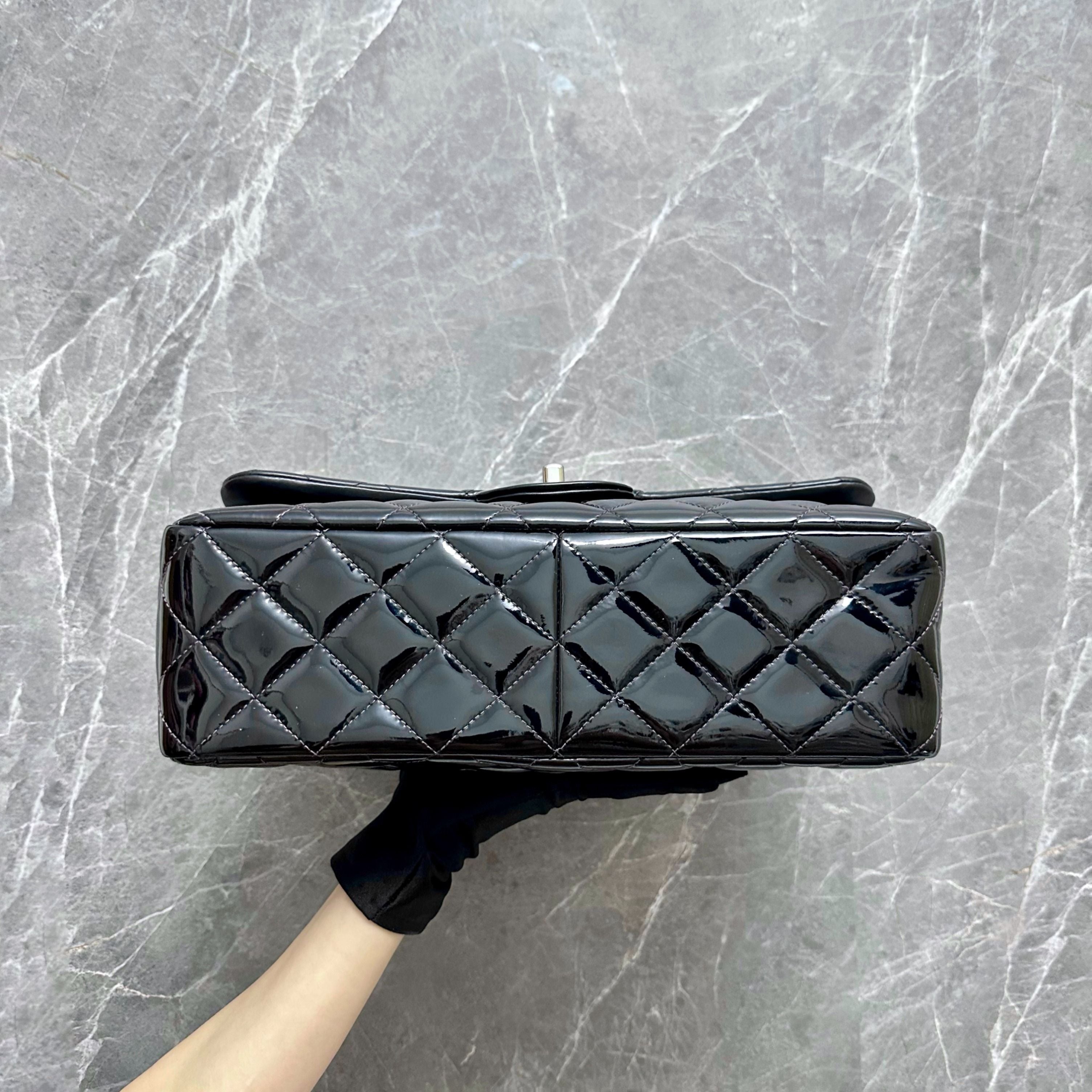 *Recolor* Chanel Jumbo Classic Flap Double Flap Patent Leather Black SHW - Luxury Evermore