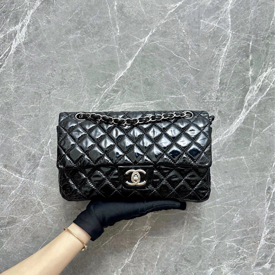 *Recolor* Chanel Medium Classic Flap Patent Leather Black No 12 - Luxury Evermore