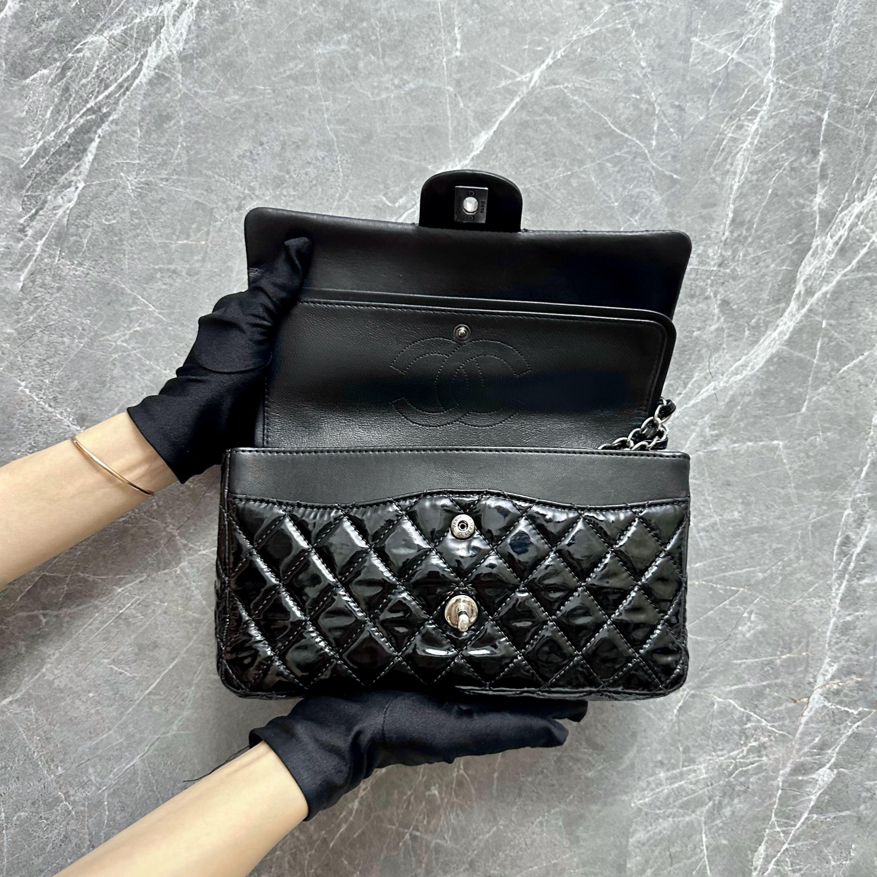 *Recolor* Chanel Medium Classic Flap Patent Leather Black No 12 - Luxury Evermore