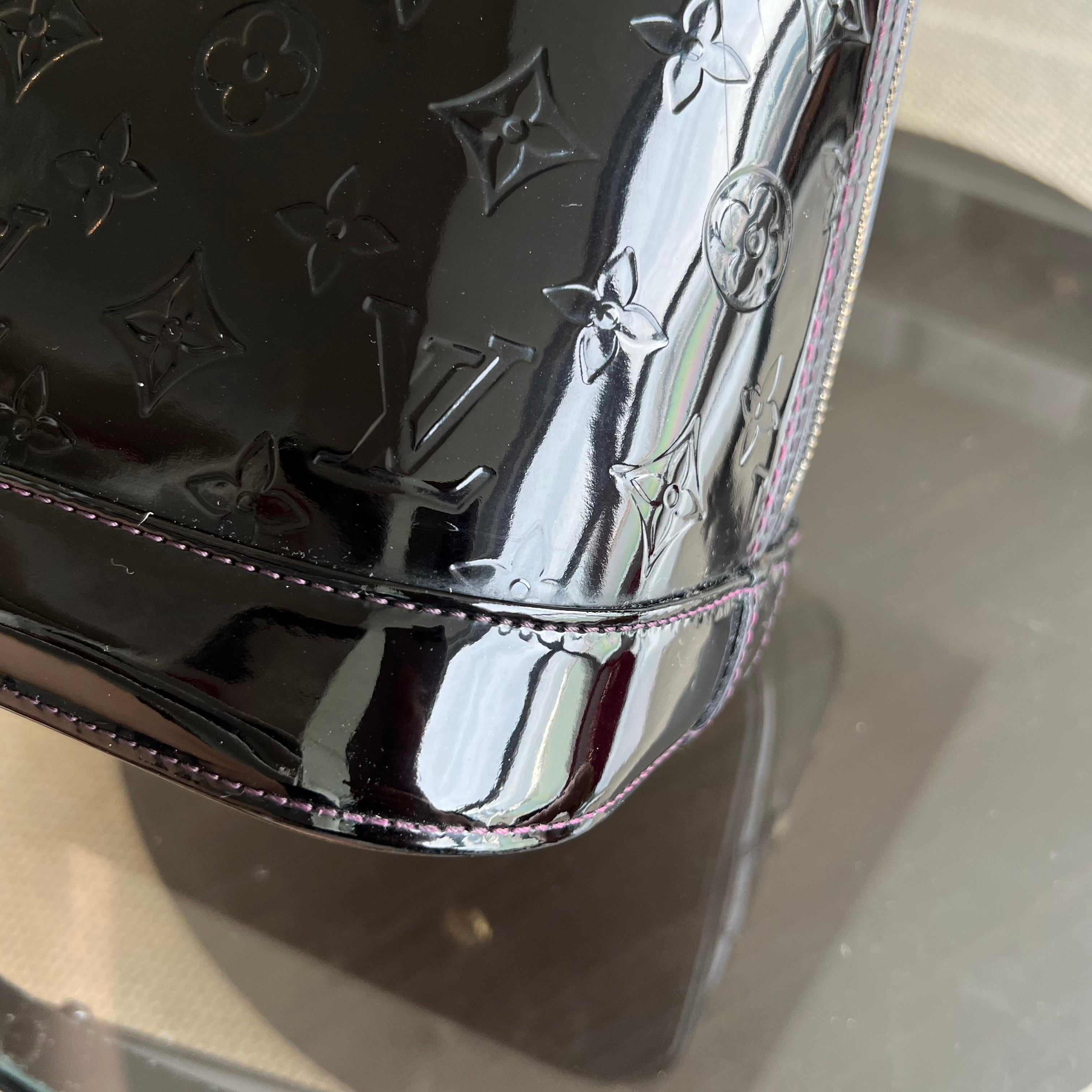 *Recolor* Louis Vuitton LV Alma MM Vernis Patent Leather Black GHW - Luxury Evermore