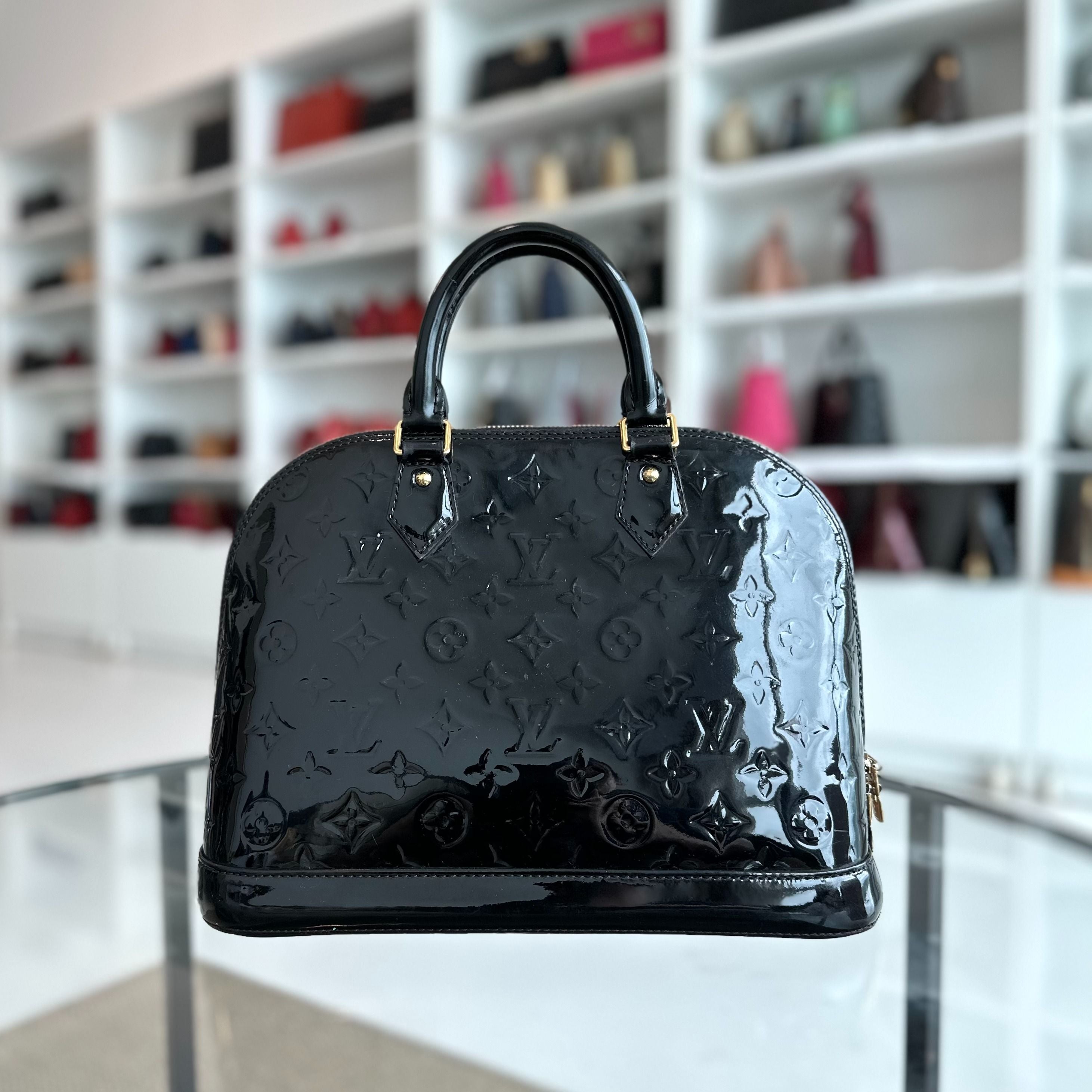 *Recolor* Louis Vuitton LV Alma PM Vernis Patent Leather Black GHW - Luxury Evermore