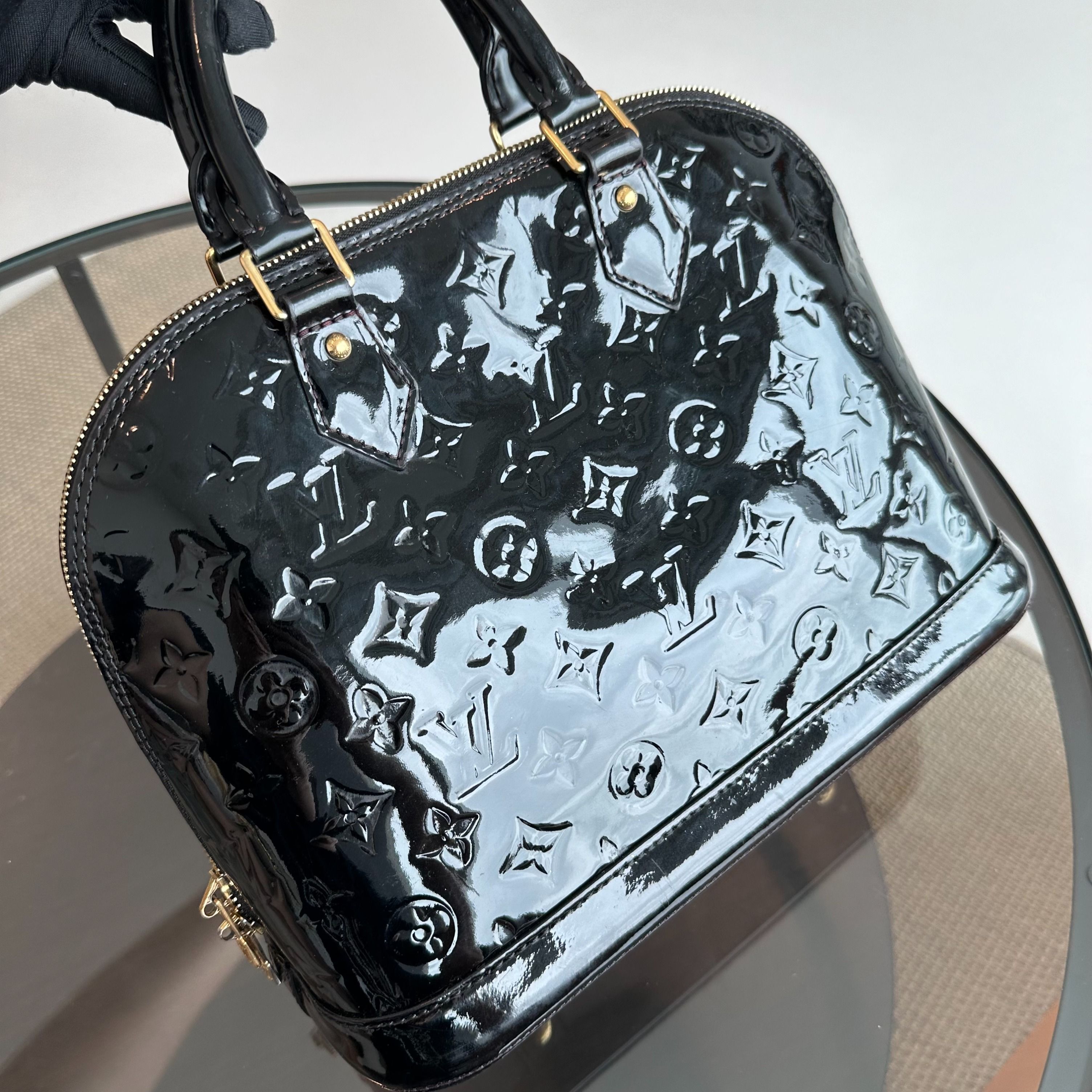 *Recolor* Louis Vuitton LV Alma PM Vernis Patent Leather Black GHW - Luxury Evermore