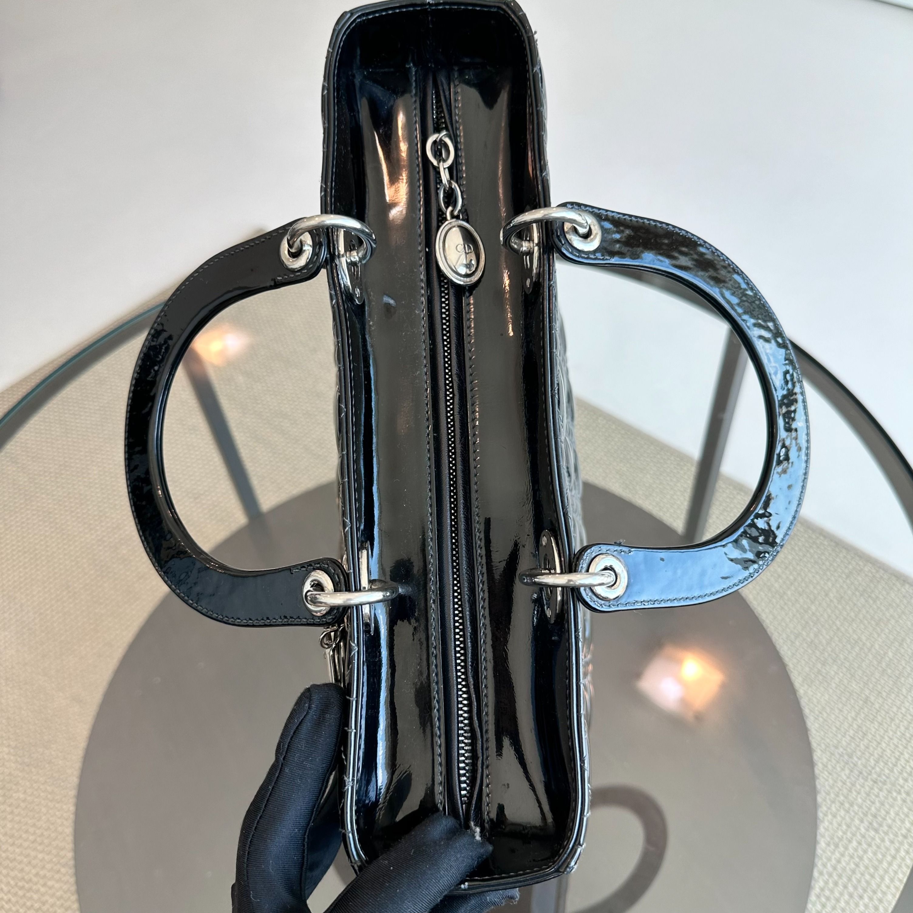 *Recolor, Receipt* Dior Lady Large Patent Leather Cannage Black SHW - Luxury Evermore
