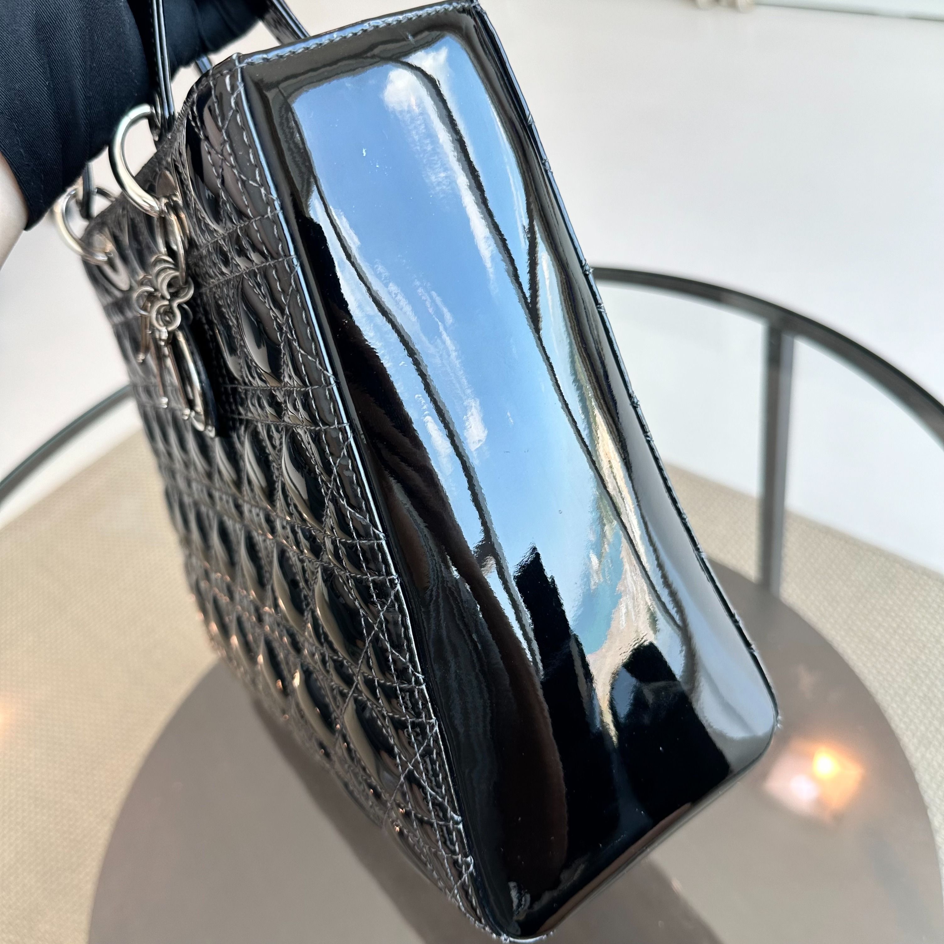 *Recolor, Receipt* Dior Lady Large Patent Leather Cannage Black SHW - Luxury Evermore