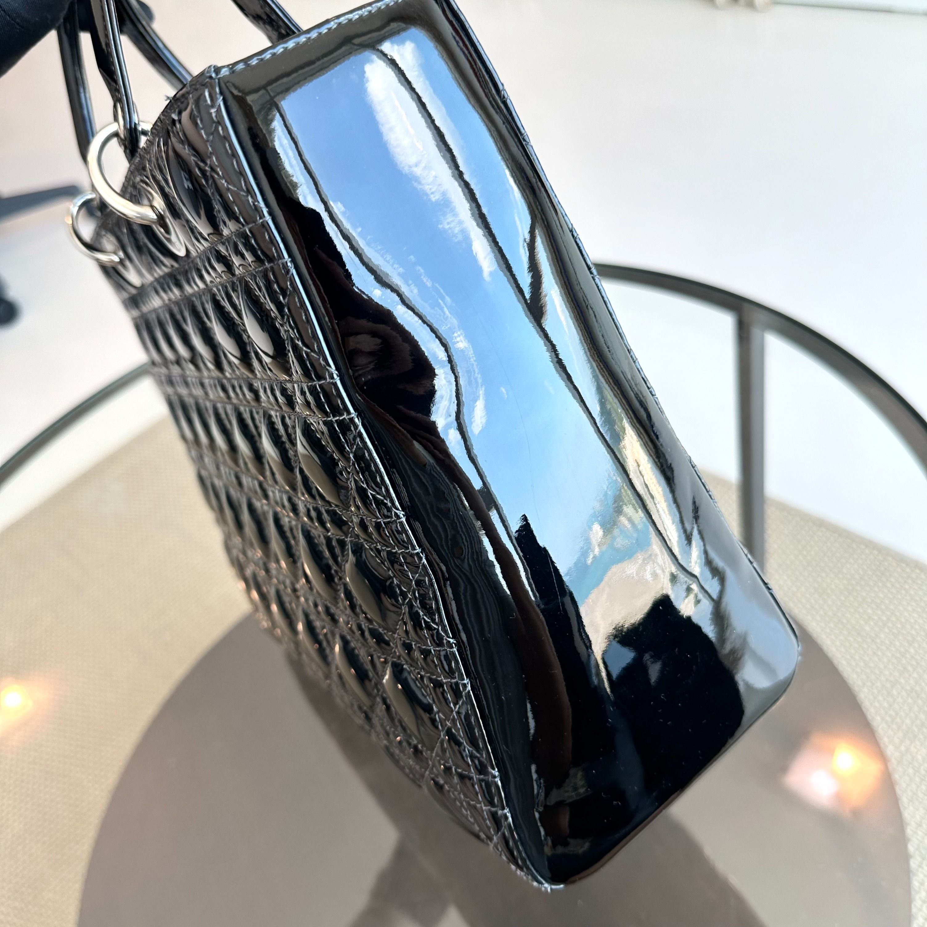 *Recolor, Receipt* Dior Lady Large Patent Leather Cannage Black SHW - Luxury Evermore