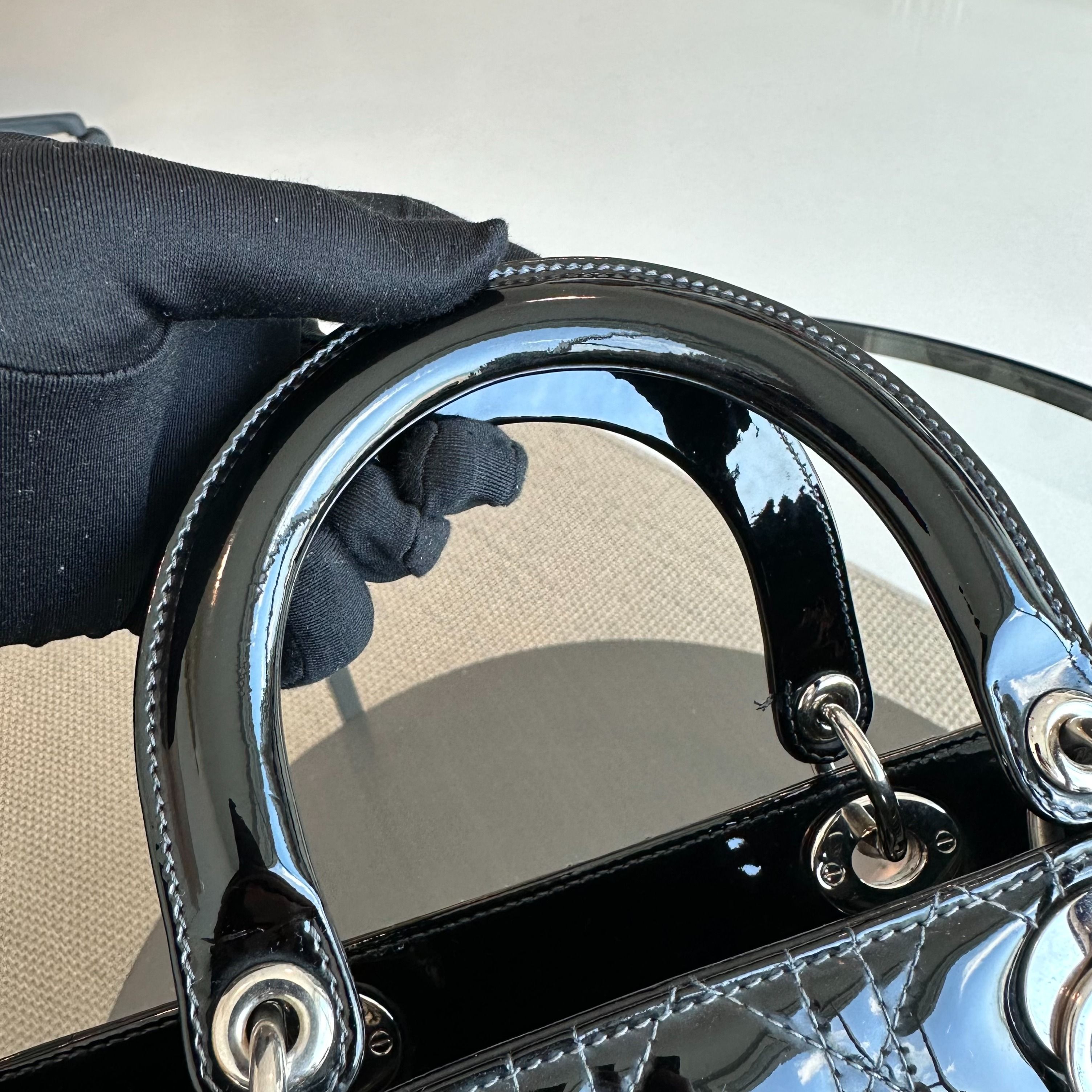 *Recolor, Receipt* Dior Lady Large Patent Leather Cannage Black SHW - Luxury Evermore