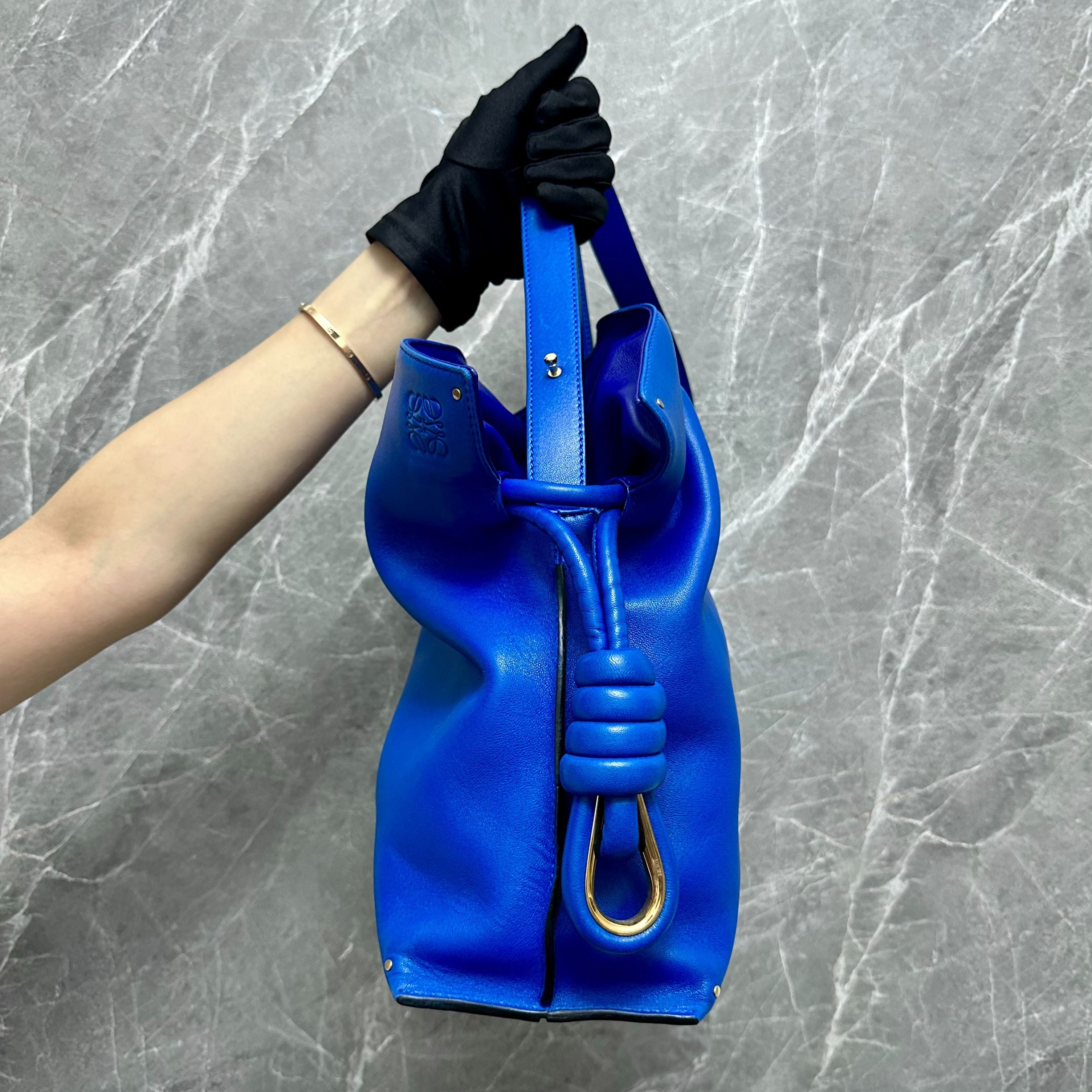 *RTP $3290* Loewe Flamenco Knot Blue Shoulder Bag - Luxury Evermore