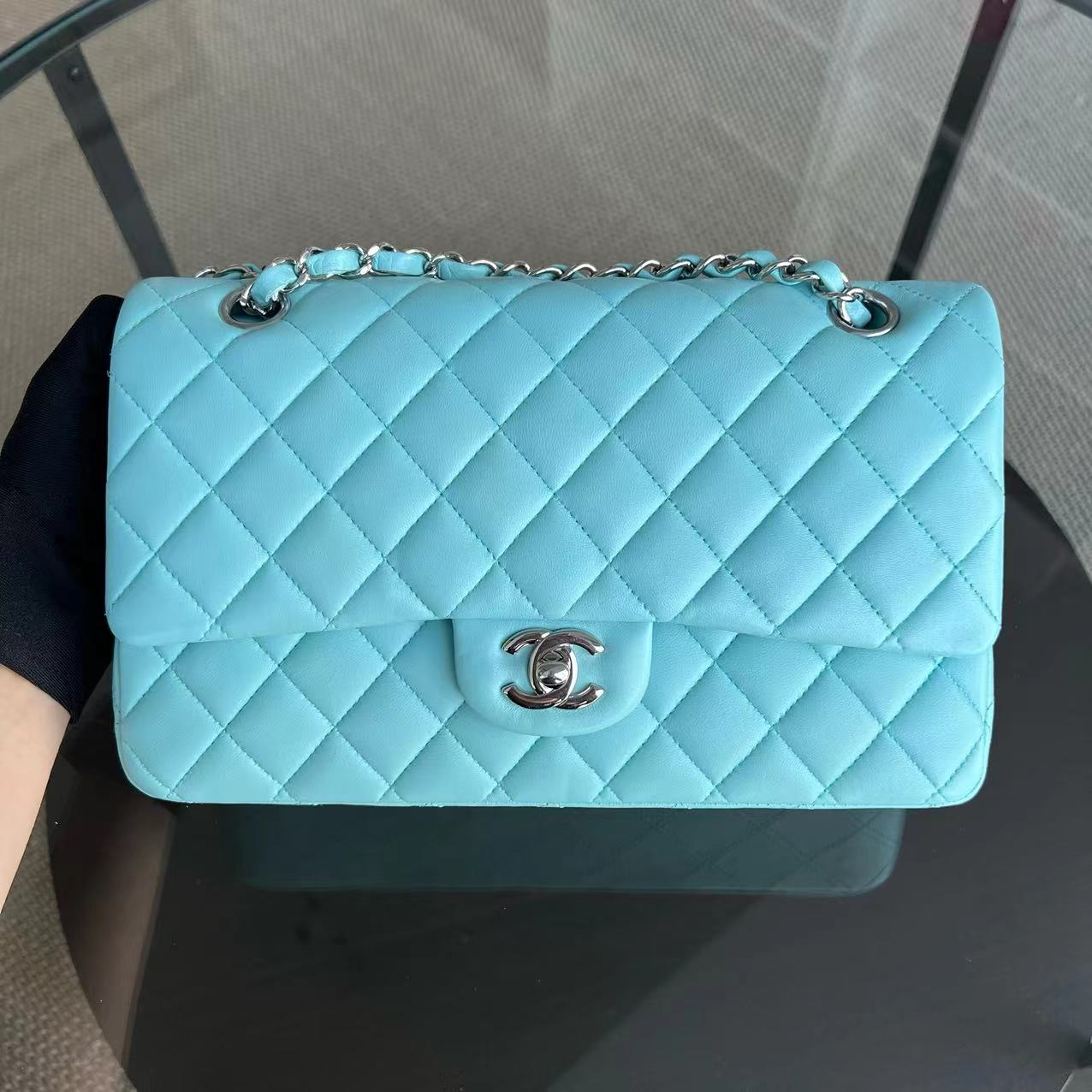 *Series 27* Chanel Classic Flap Double Flap Quilted Lambskin Tiffany Blue Silver Hardware Series 27 - Luxury Evermore