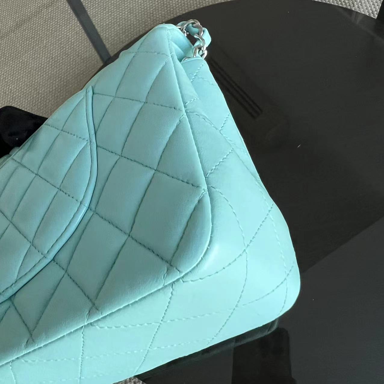 *Series 27* Chanel Classic Flap Double Flap Quilted Lambskin Tiffany Blue Silver Hardware Series 27 - Luxury Evermore