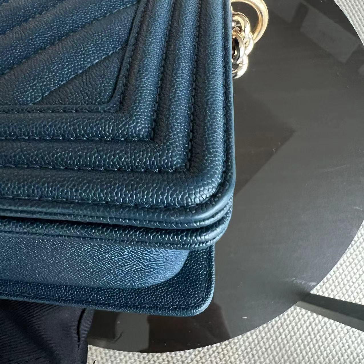 *Series 28, 2019* Chanel Caviar Boy Small 20CM Chevron Grained Calfskin Dark Blue Leboy Golden Hardware Series 28 - Luxury Evermore