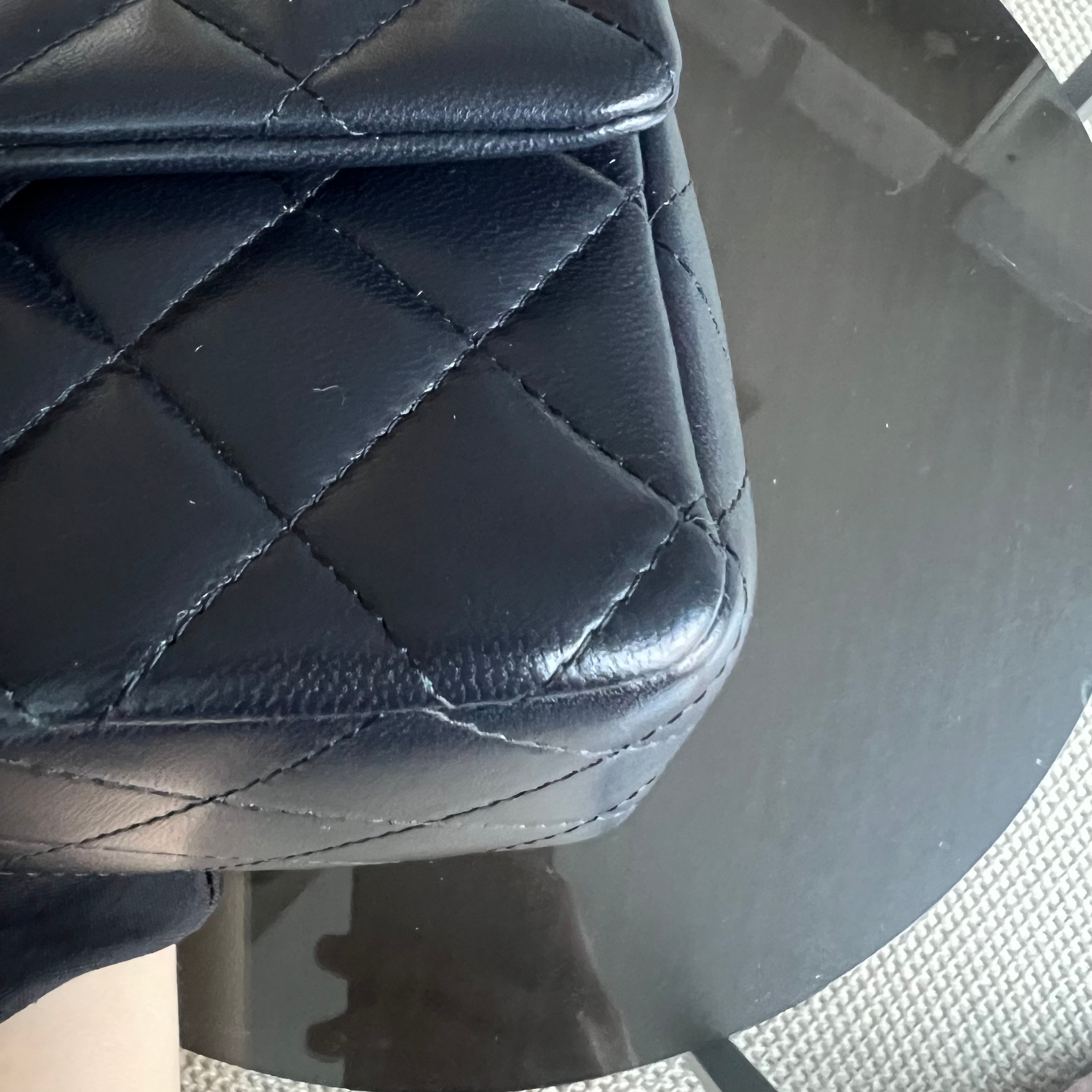 *Unused* Chanel Classic Flap Mini Rectangle 20CM Quilted Lambskin Midnight Dark Blue Golden Hardware Series 21 - Luxury Evermore