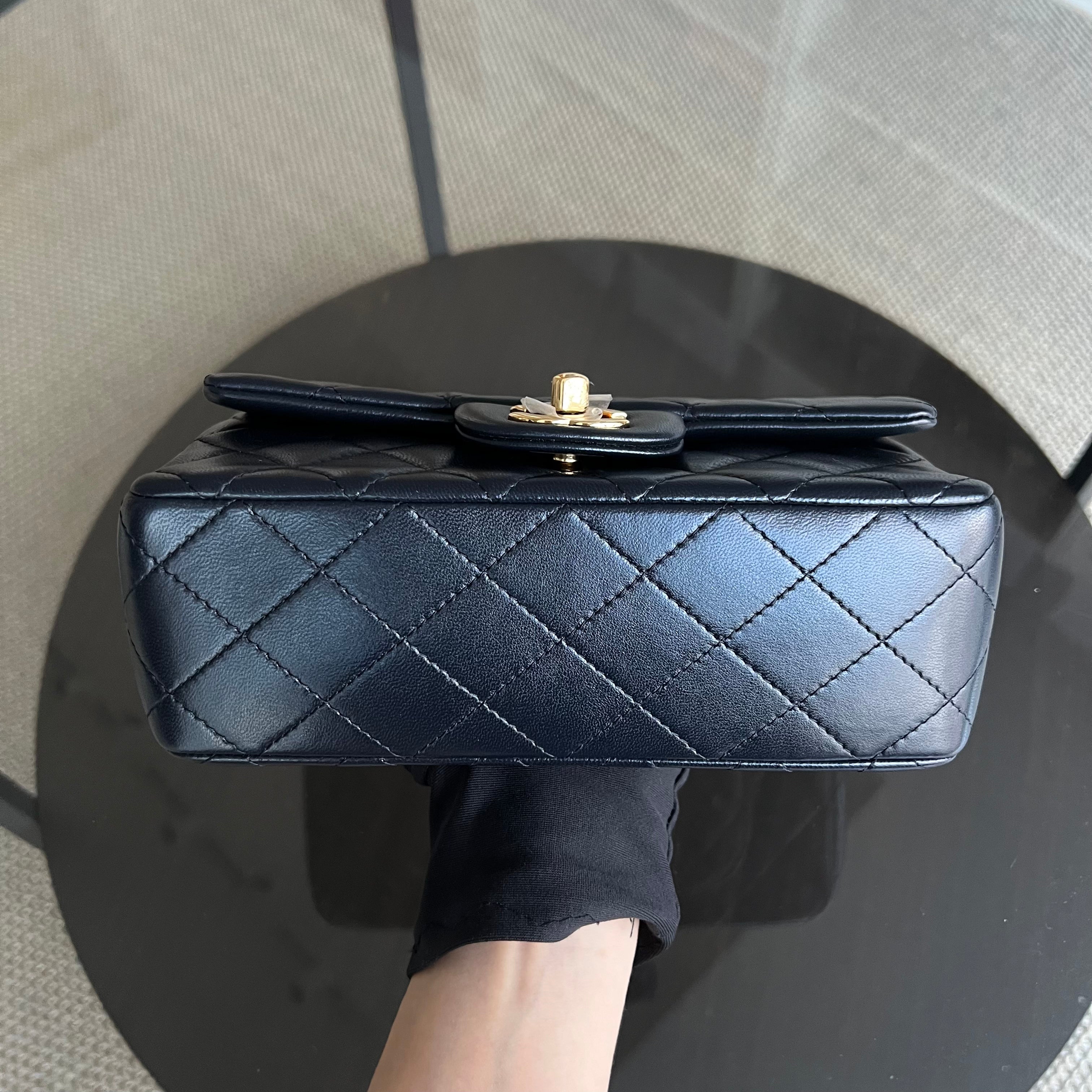 *Unused* Chanel Classic Flap Mini Rectangle 20CM Quilted Lambskin Midnight Dark Blue Golden Hardware Series 21 - Luxury Evermore