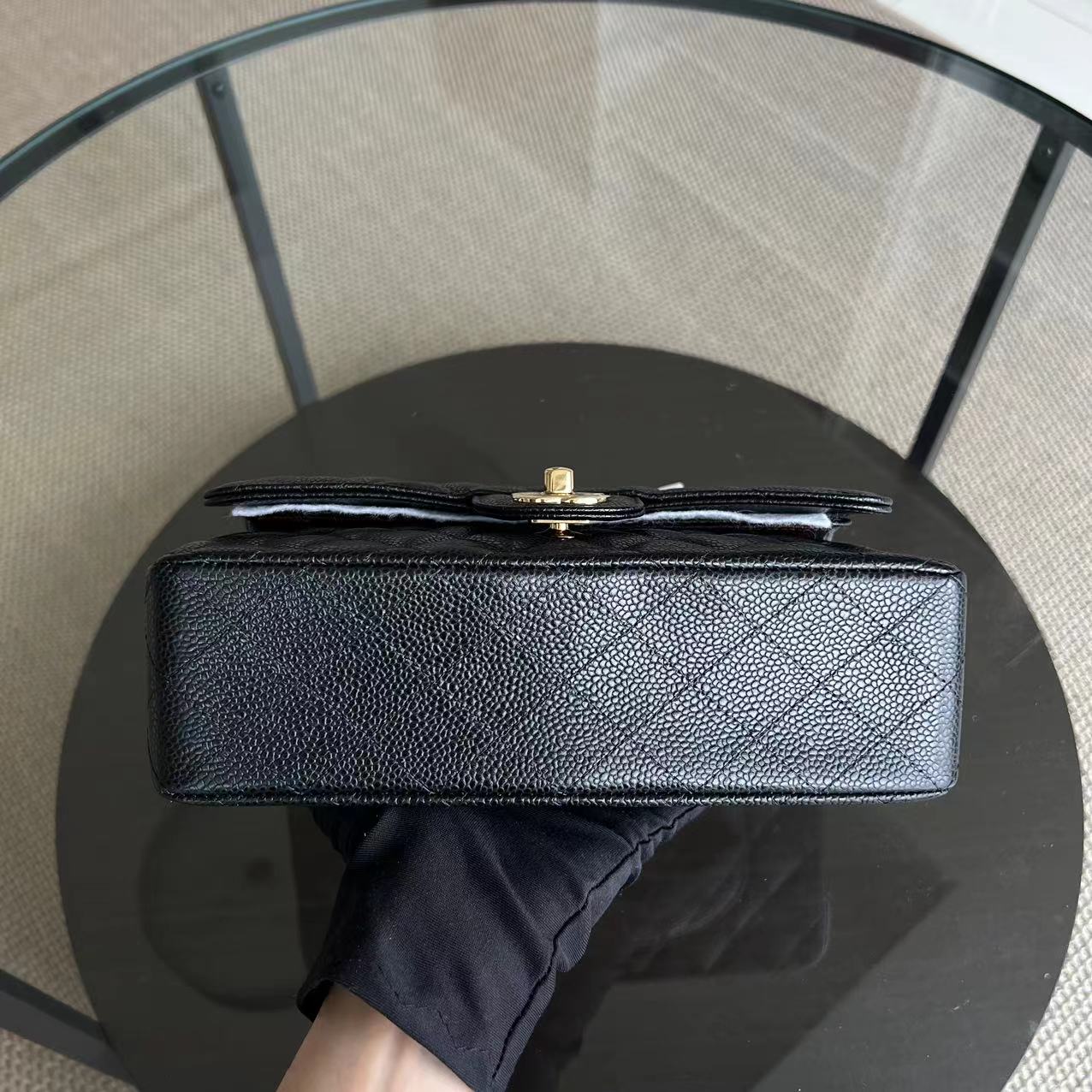 *Unused, Microchip 2022, Receipt Full Set* Chanel Caviar Small Classic Flap Double Flap 23CM Quilted Calfskin Black GHW Microchipped - Luxury Evermore