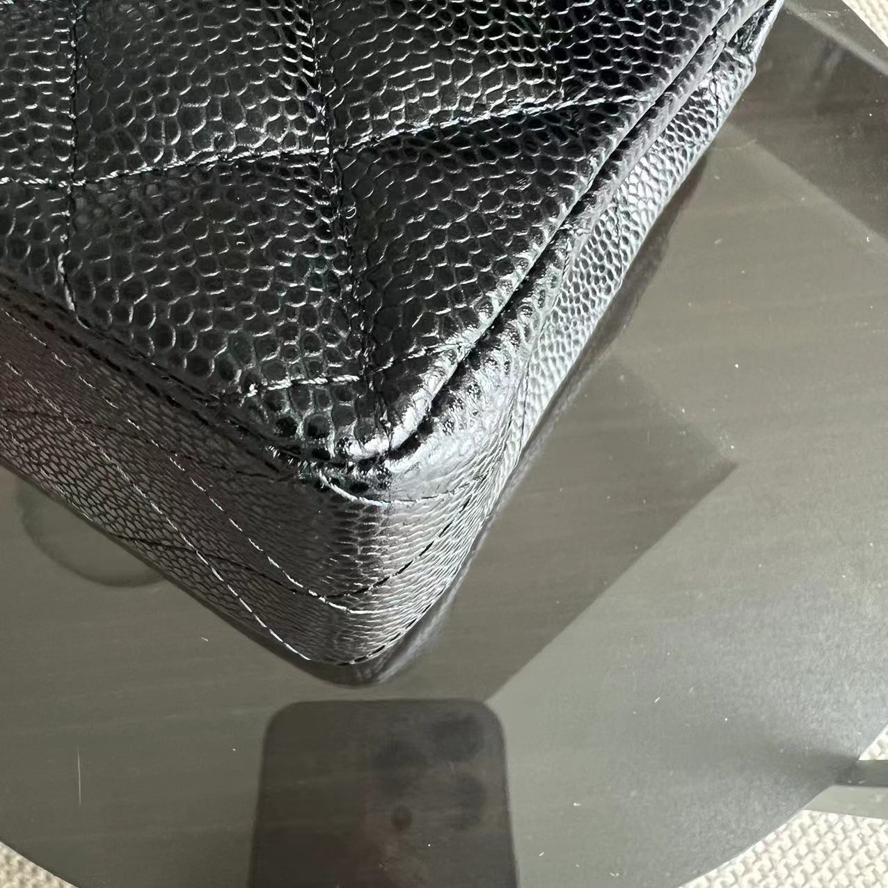 *Unused, Microchip 2022, Receipt Full Set* Chanel Caviar Small Classic Flap Double Flap 23CM Quilted Calfskin Black GHW Microchipped - Luxury Evermore