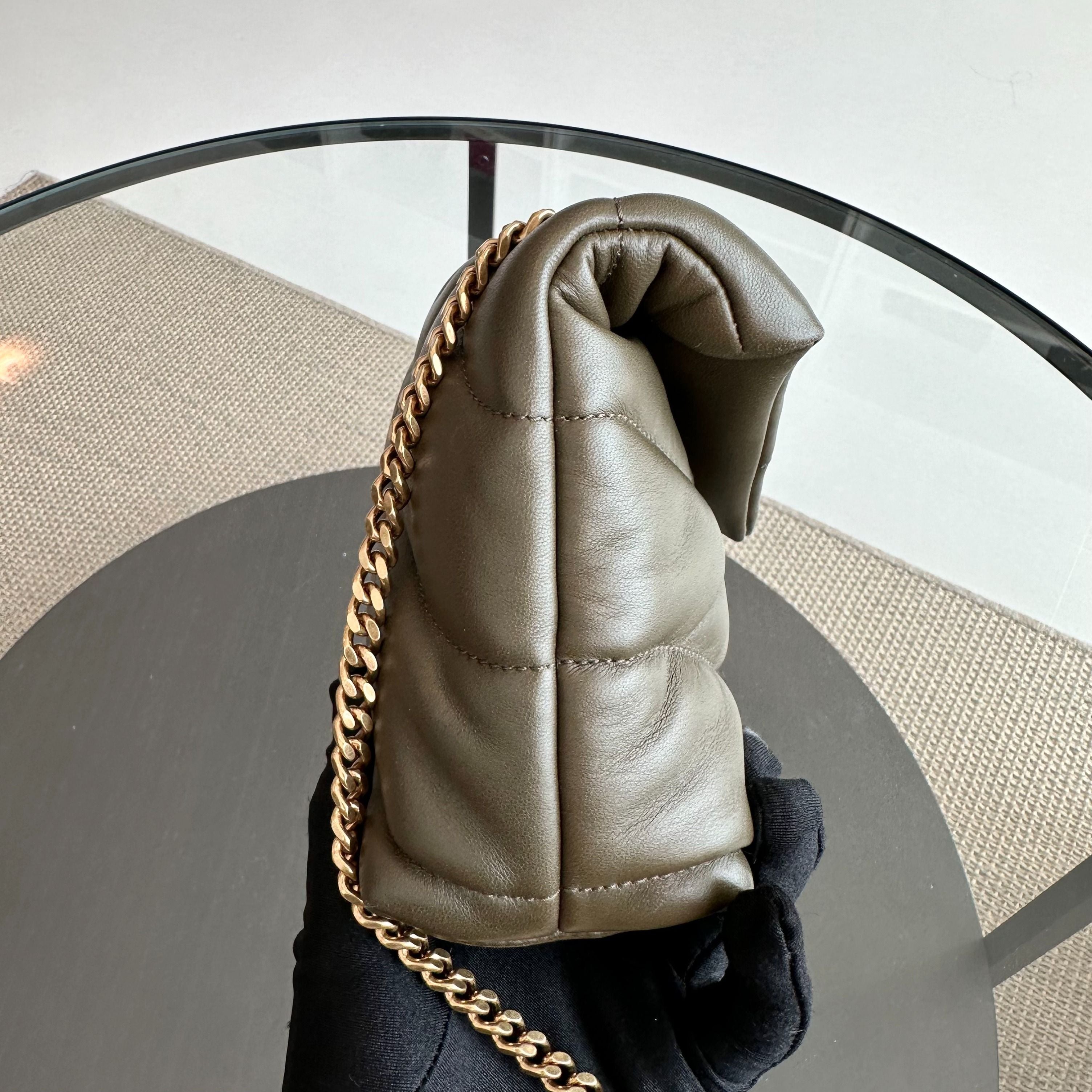 YSL Loulou Puffer Toy Quilted Lambskin Green GHW - Luxury Evermore