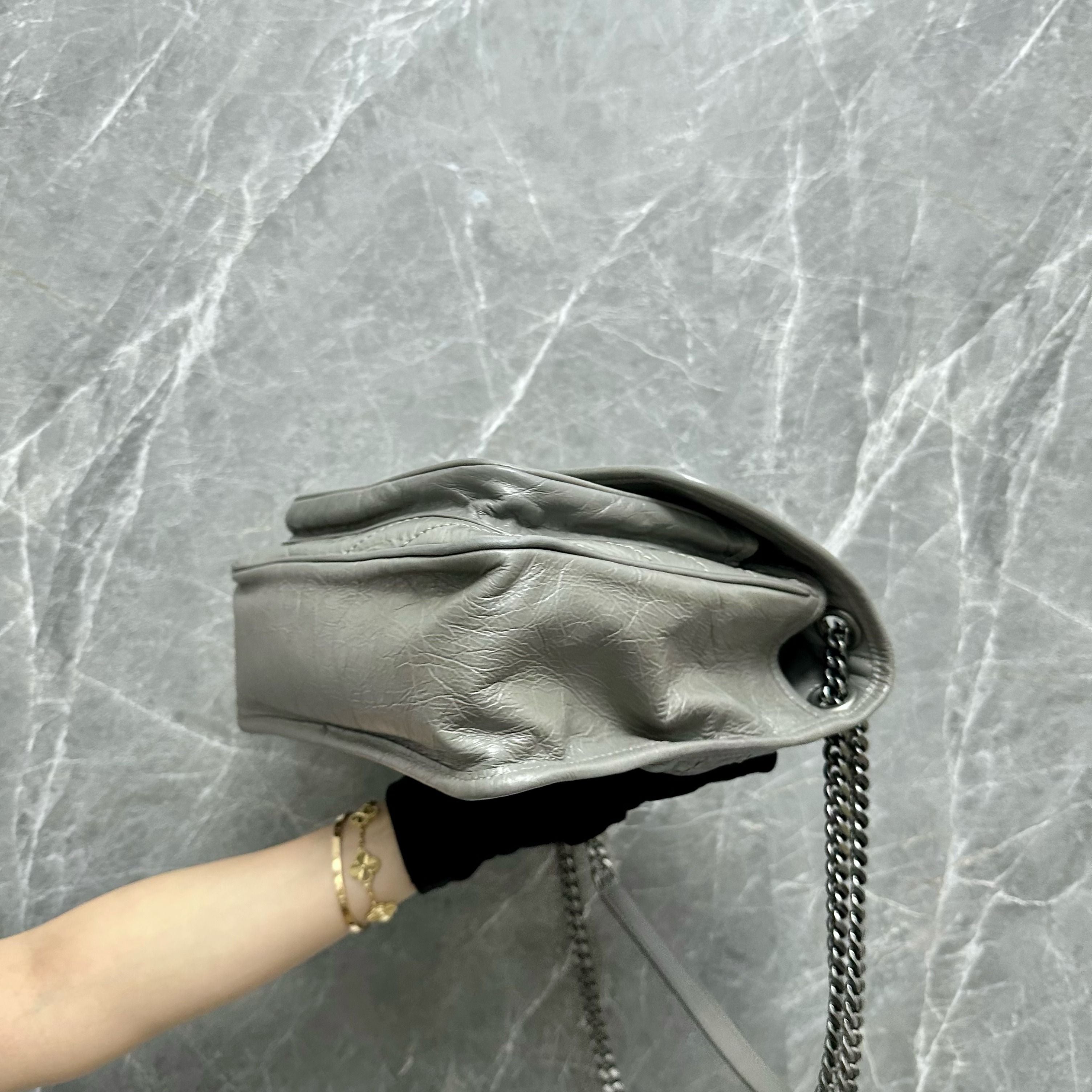 YSL Niki Medium Grey Shoulder Bag - Luxury Evermore