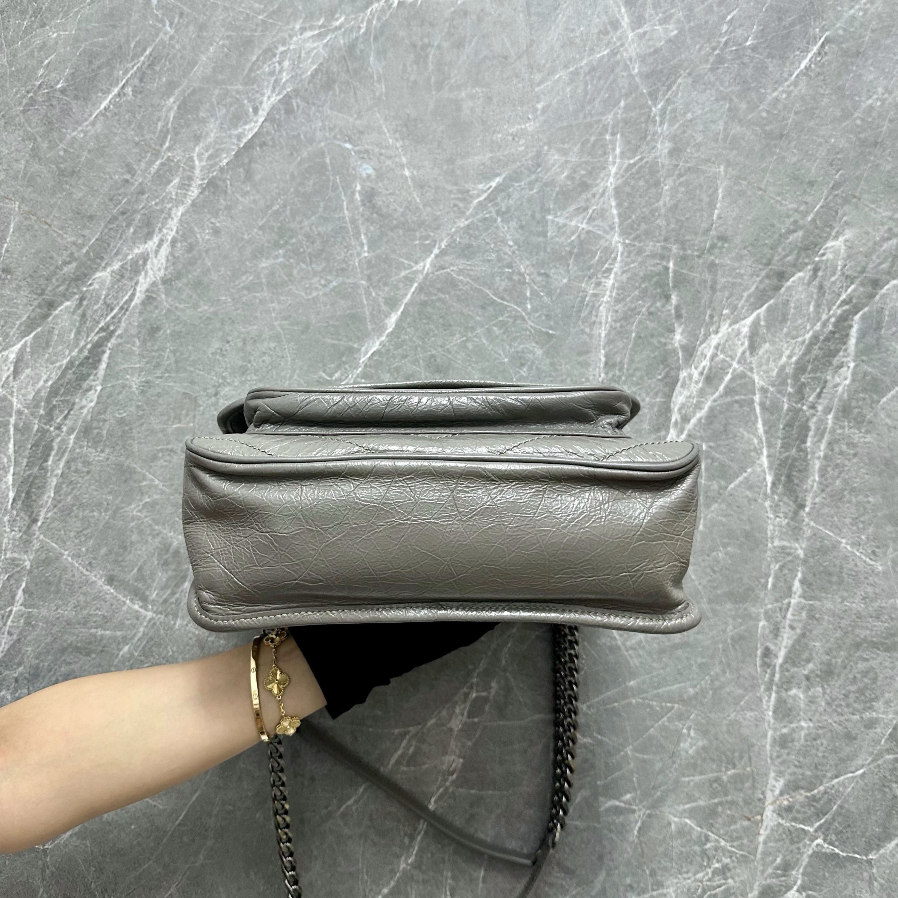 YSL Niki Medium Grey Shoulder Bag - Luxury Evermore